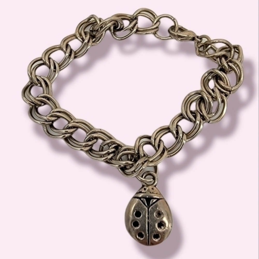 Double link‎ chunky ladybug charm bracelet nature edgy